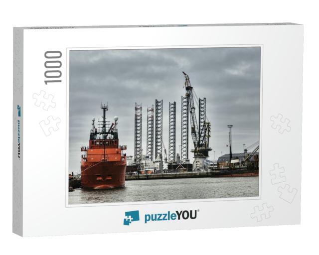 Offshore Harbor in Esbjerg, Denmark... Jigsaw Puzzle with 1000 pieces