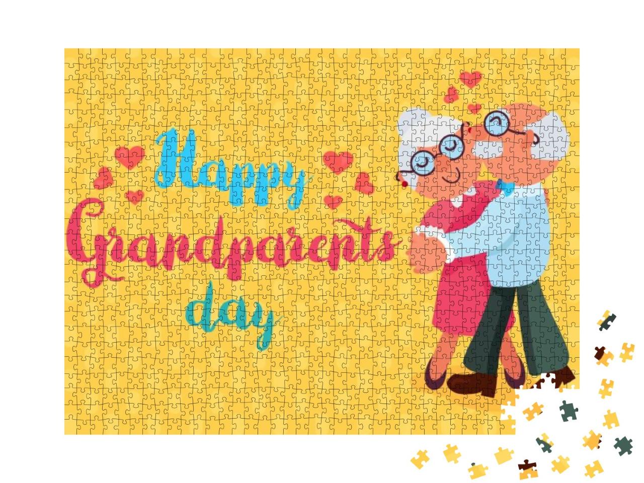 Happy Grandparents Day Greeting Banner with Dancing... Jigsaw Puzzle with 1000 pieces