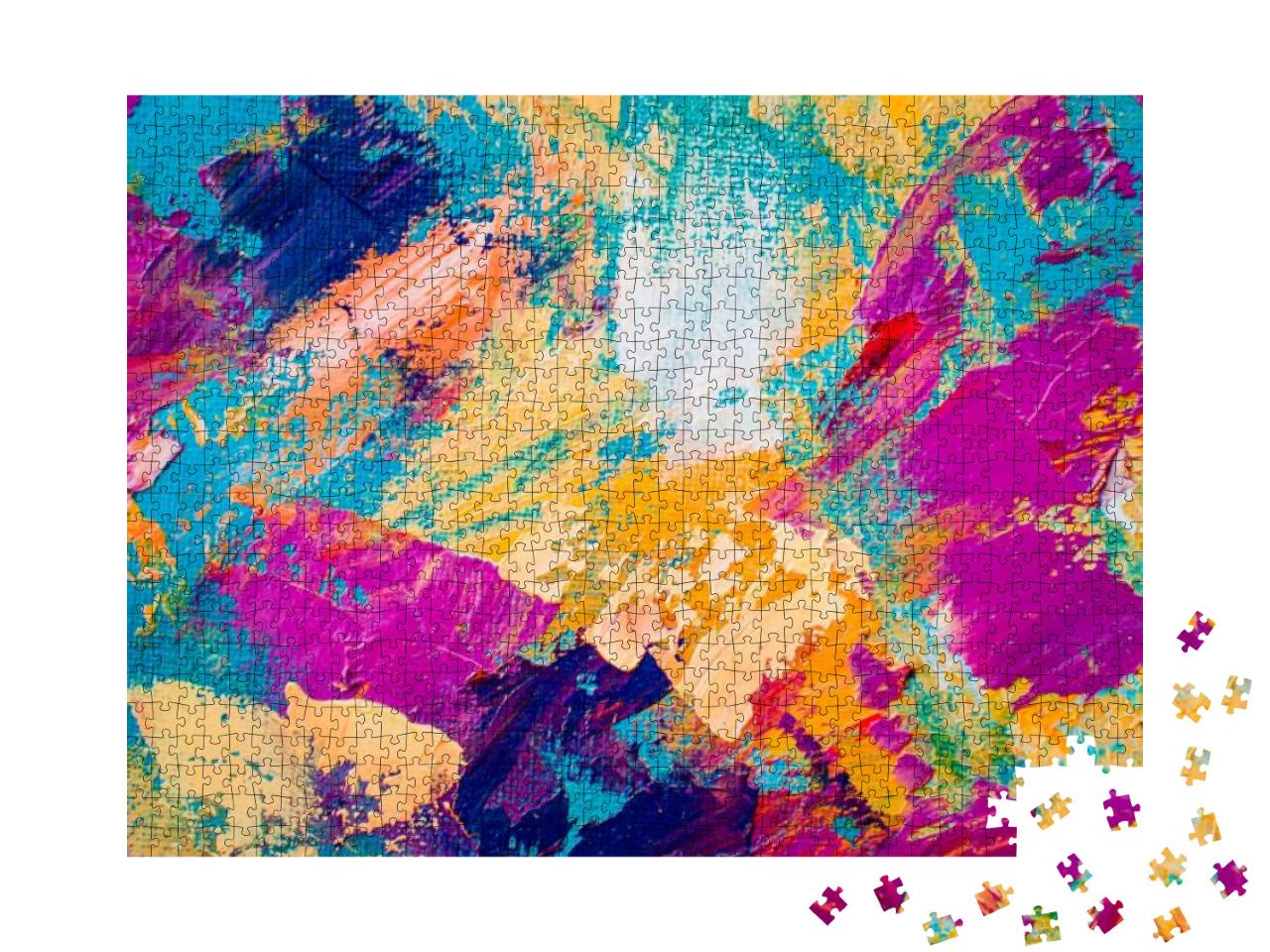 Hand Drawn Oil Painting. Abstract Art Background. Oil Pai... Jigsaw Puzzle with 1000 pieces
