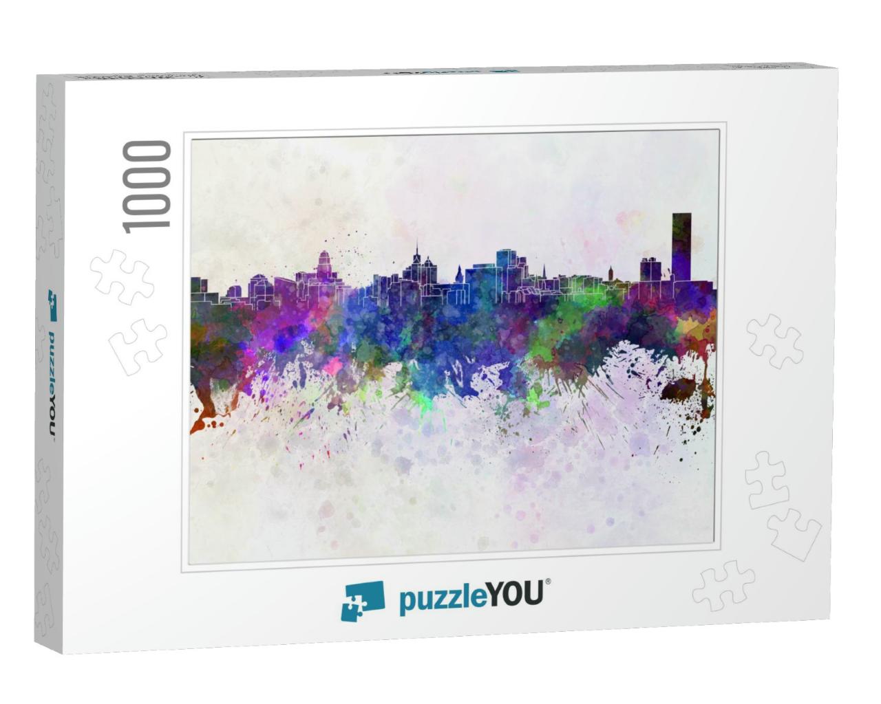 Buffalo Skyline in Watercolor Background... Jigsaw Puzzle with 1000 pieces