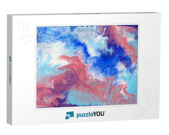Fluid Art. Abstract Colorful Acrylic Background. Liquid M... Jigsaw Puzzle