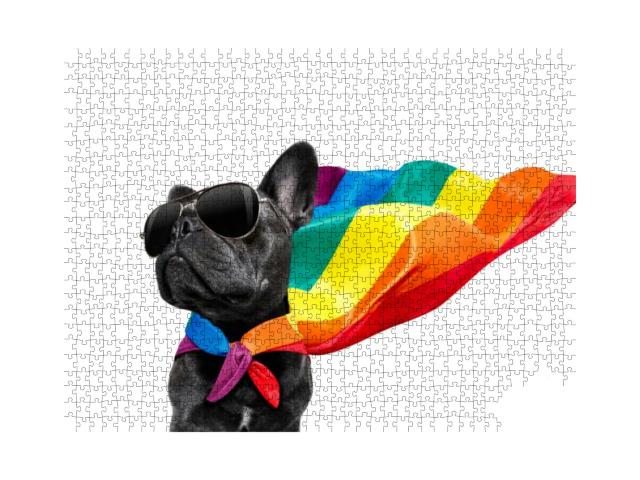 Fairy Funny Gay French Bulldog Dog Proud of Huma... Jigsaw Puzzle with 1000 pieces