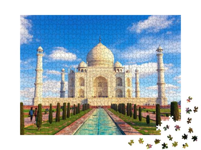 Taj Mahal, Agra, Uttar Pradesh, India, Sunny Day View... Jigsaw Puzzle with 1000 pieces