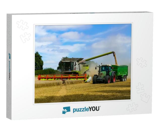 Tractor with Trailer Working in Tandem Alongside a Workin... Jigsaw Puzzle