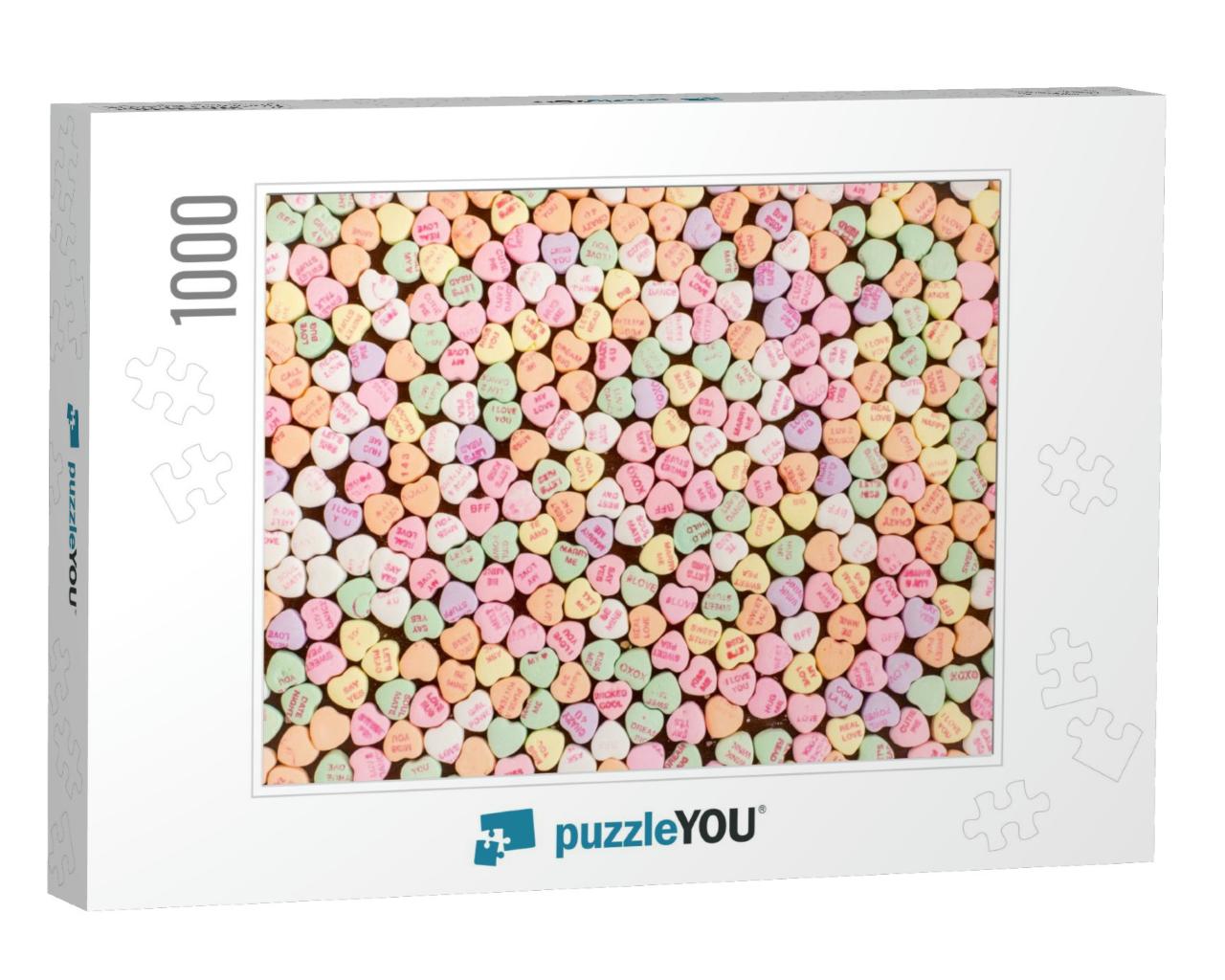 Background of Valentine Conversation Heart Candies... Jigsaw Puzzle with 1000 pieces