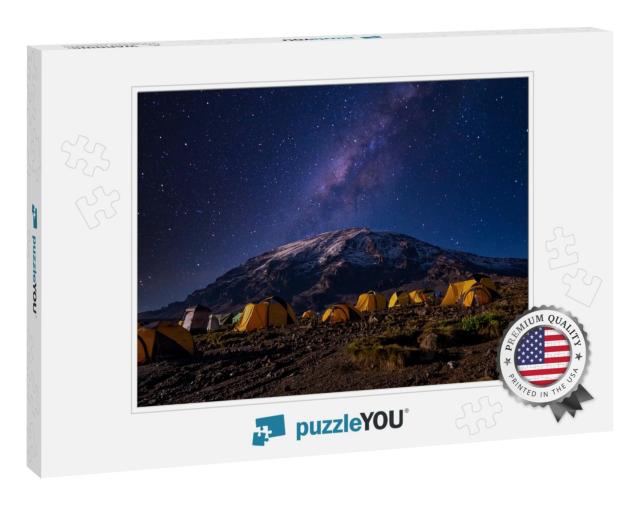 Beautiful View of the Milky Way Over Mount Kilimanjaro, T... Jigsaw Puzzle