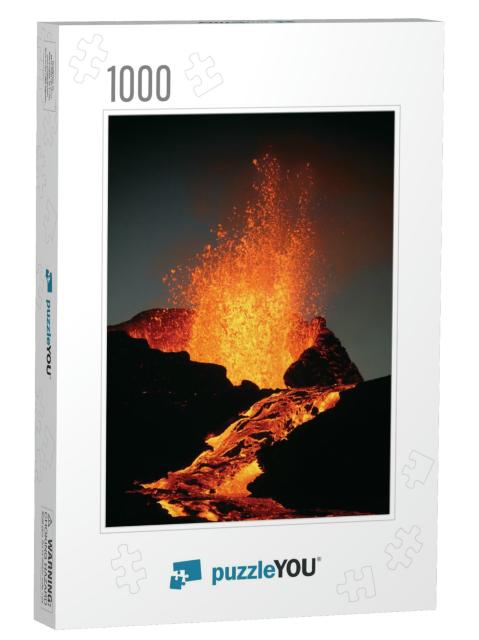 Lava Boiling Out of the Kilauea Volcano Stock Photo... Jigsaw Puzzle with 1000 pieces