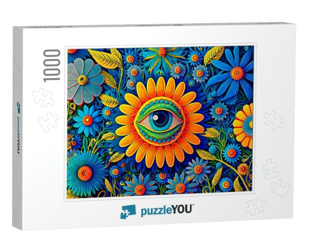 A Watchful Flower Keeps a Protective Eye on the Garden Jigsaw Puzzle with 1000 pieces