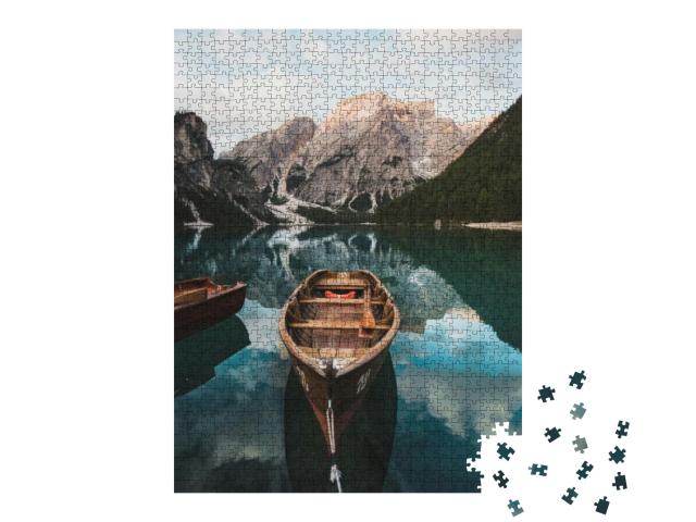 The Lago Di Braies in Italy... Jigsaw Puzzle with 1000 pieces