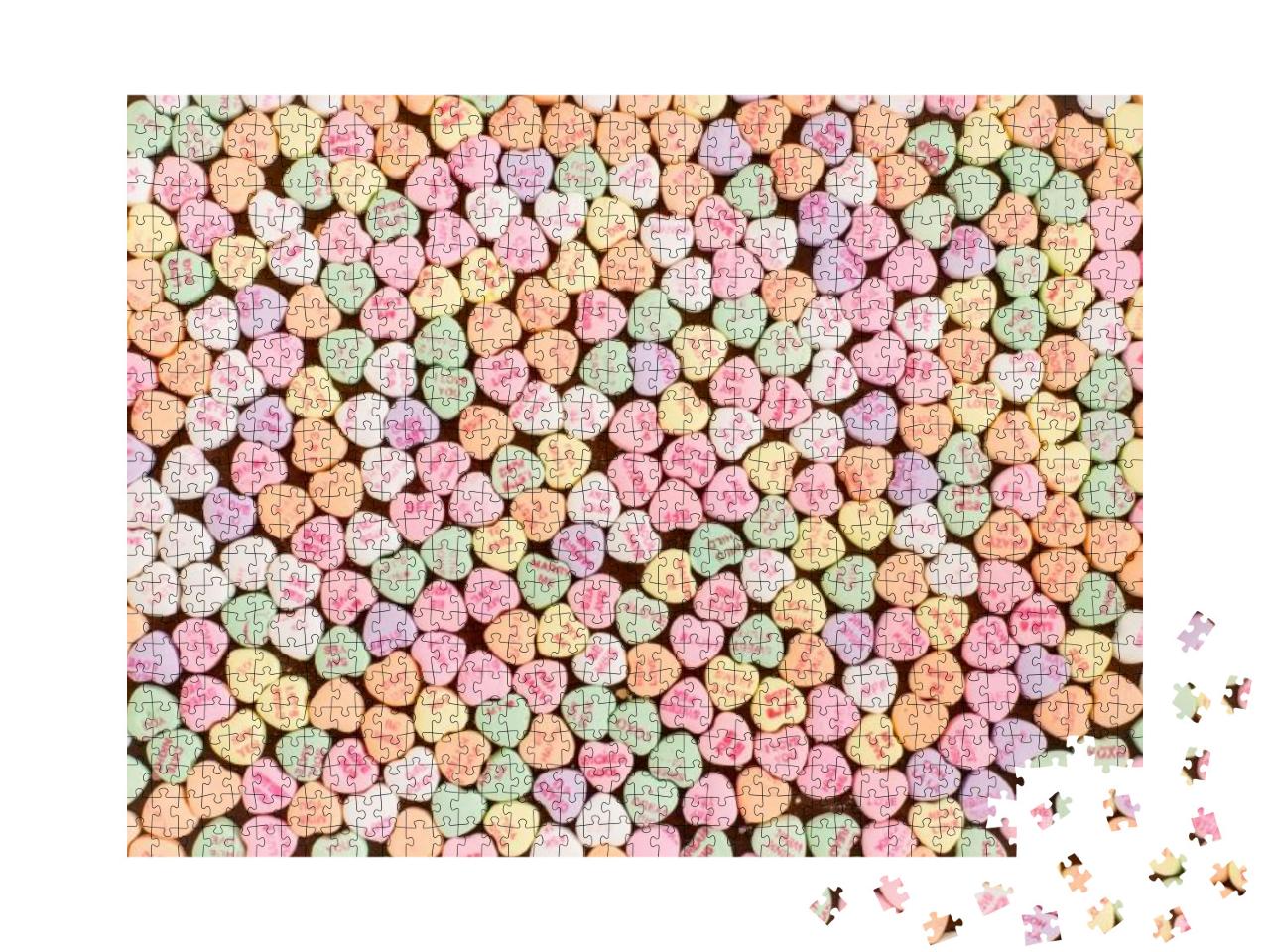 Background of Valentine Conversation Heart Candies... Jigsaw Puzzle with 1000 pieces