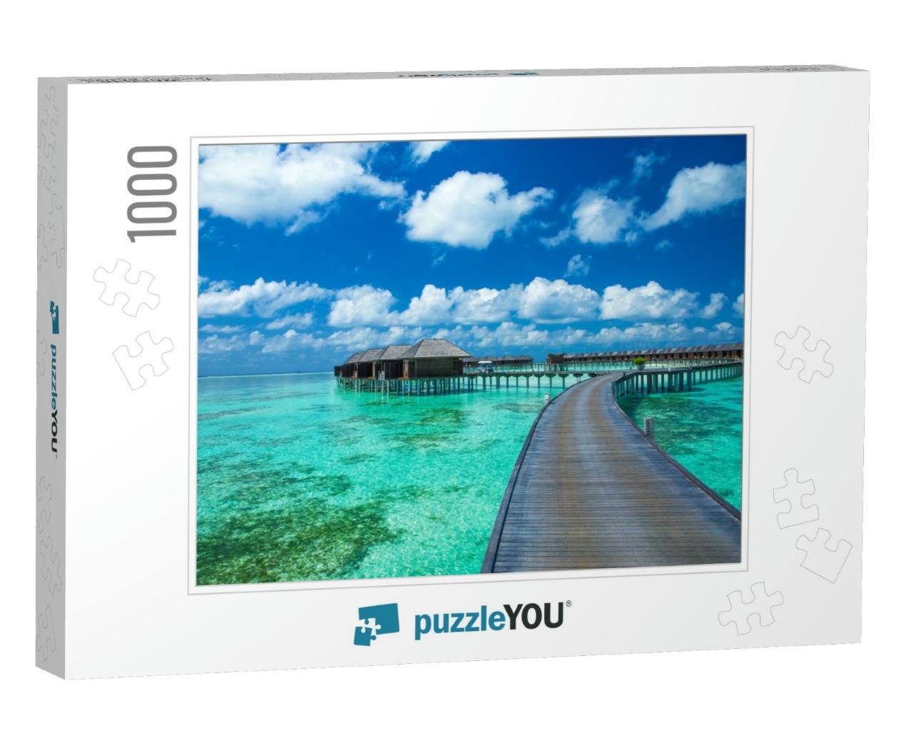 Beautiful Beach with Water Bungalows At Maldives... Jigsaw Puzzle with 1000 pieces