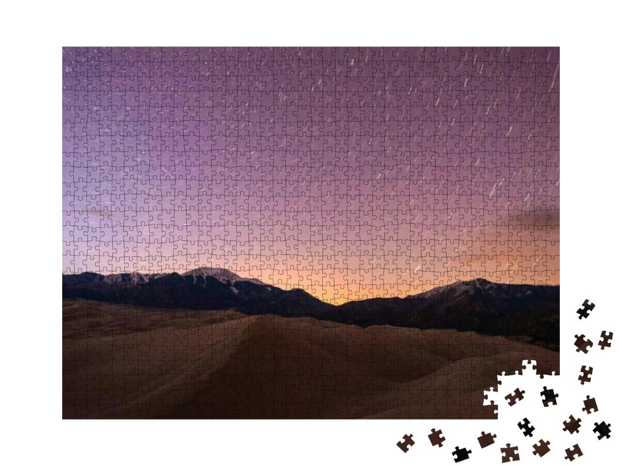 Starry Night At Great Sand Dunes - Star Trails of Spring... Jigsaw Puzzle with 1000 pieces
