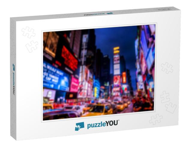 Blurred Image of Times Square. Times Square is a Major Co... Jigsaw Puzzle