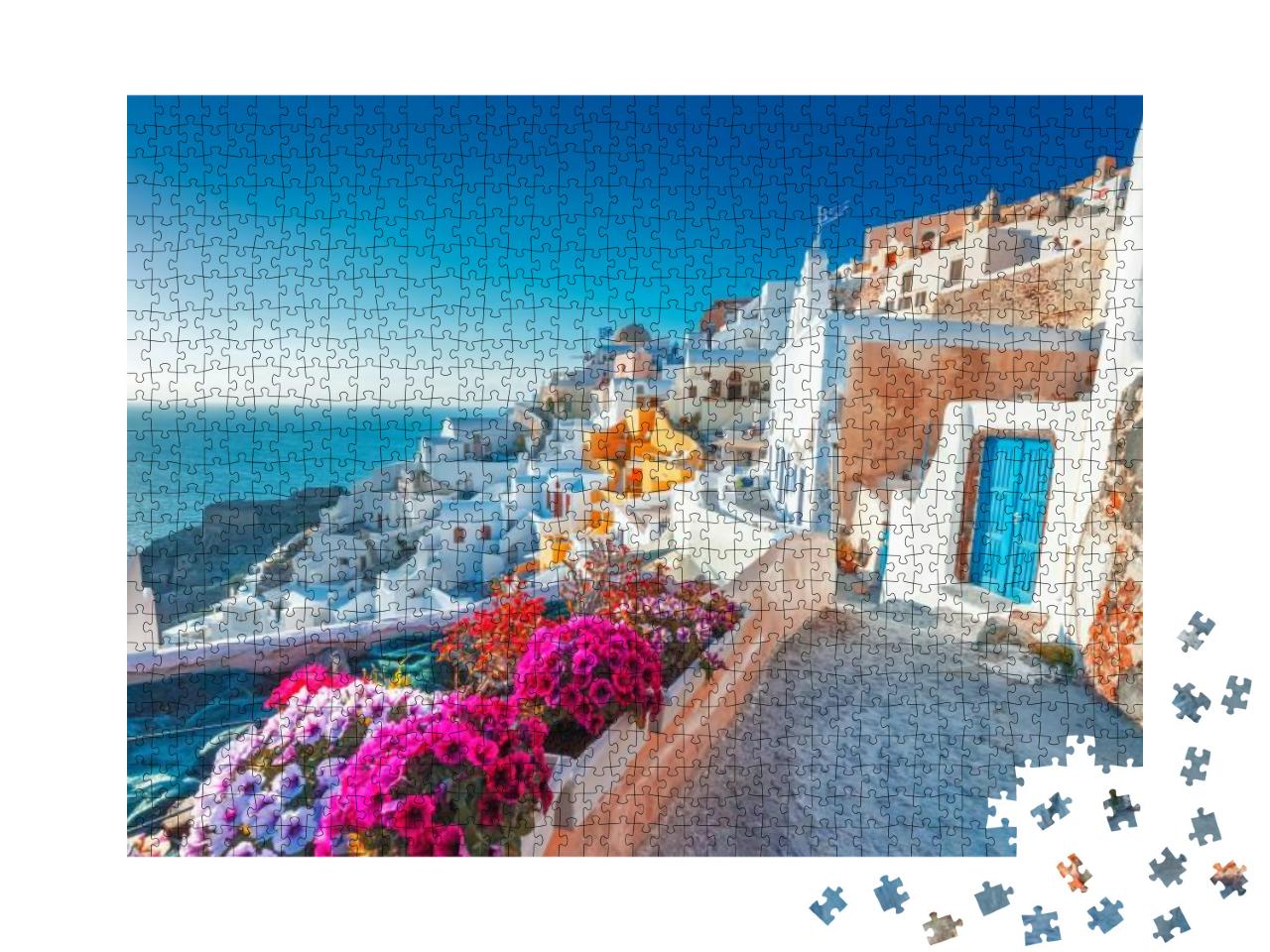 Santorini, Greece. Picturesque View of Traditional Cyclad... Jigsaw Puzzle with 1000 pieces