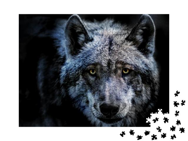 A Portrait of a Dangerous Wolf... Jigsaw Puzzle with 1000 pieces