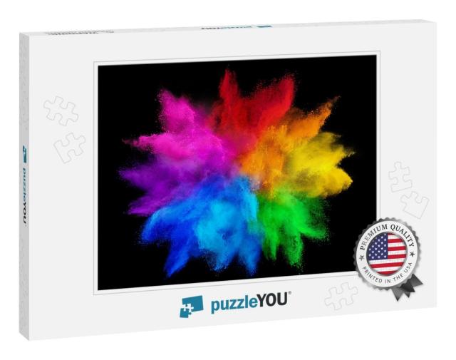Colorful Rainbow Holi Paint Color Powder Explosion Isolat... Jigsaw Puzzle