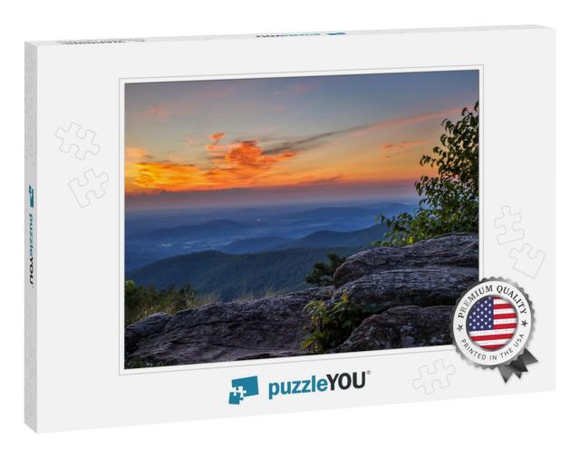 Usa, Virginia, Shenandoah National Park, Sunrise At Hazel... Jigsaw Puzzle