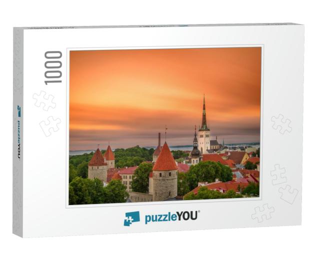 Aerial View of Tallinn Old Town, Estonia. the Classic Ico... Jigsaw Puzzle with 1000 pieces