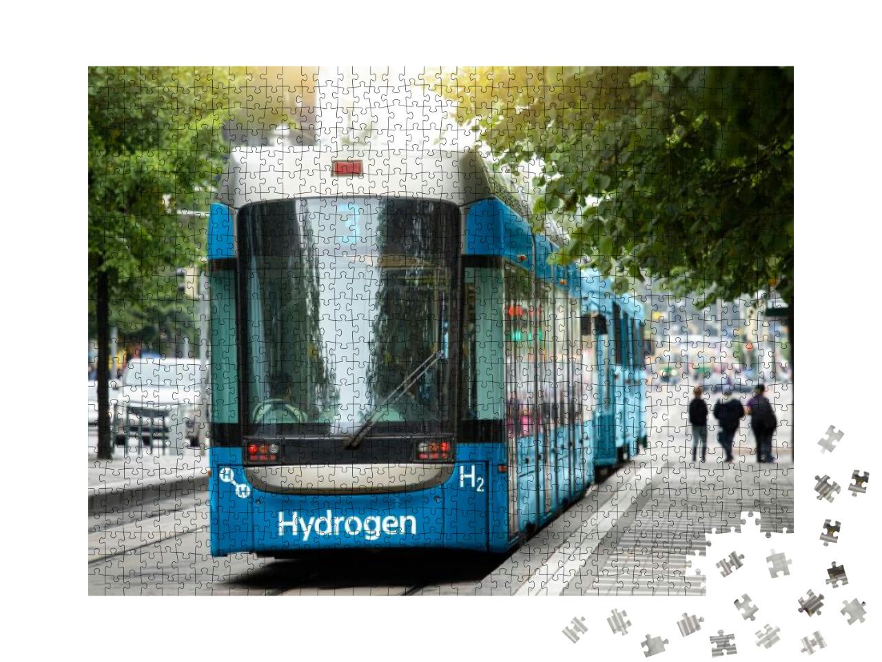 A Hydrogen Fuel Cell Tram Stands At the Station... Jigsaw Puzzle with 1000 pieces