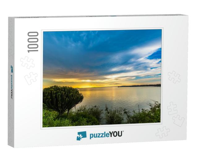 Sunset At Lake Victoria/Kenya... Jigsaw Puzzle with 1000 pieces