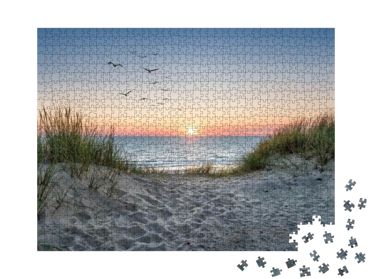 Sand Dunes on the Beach At Sunset... Jigsaw Puzzle with 1000 pieces