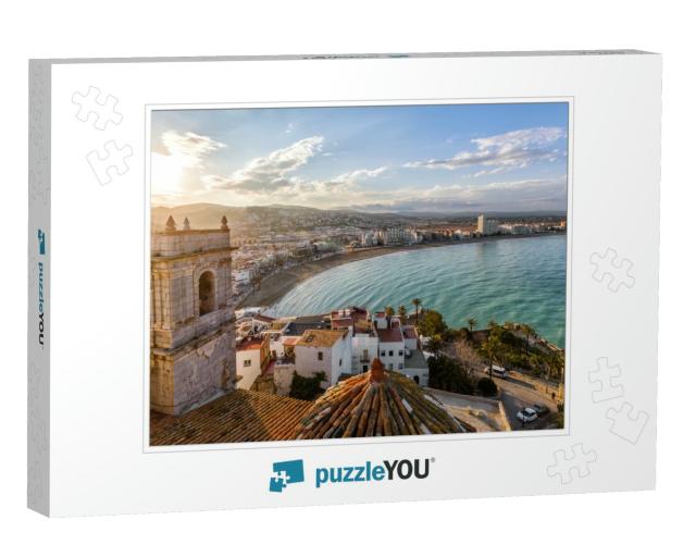 View on Peniscola from the Top of Pope Lunas Castle, Vale... Jigsaw Puzzle