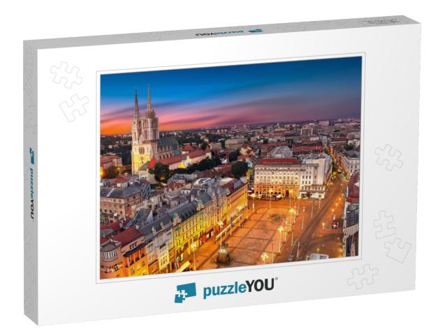 Zagreb Croatia At Sunset. Aerial View from Above of Ban J... Jigsaw Puzzle