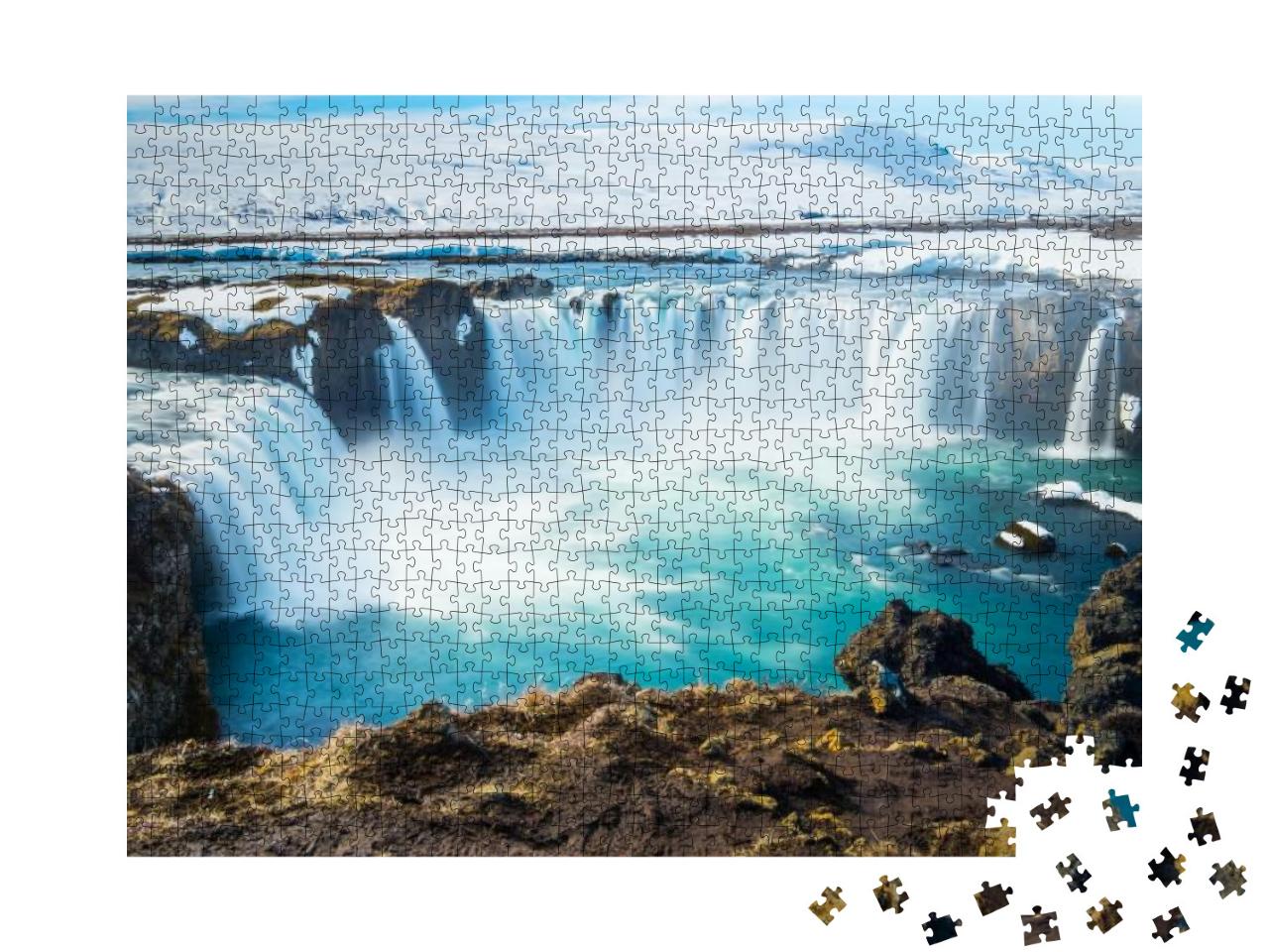 Godafoss, One of the Most Famous Waterfalls in Iceland... Jigsaw Puzzle with 1000 pieces