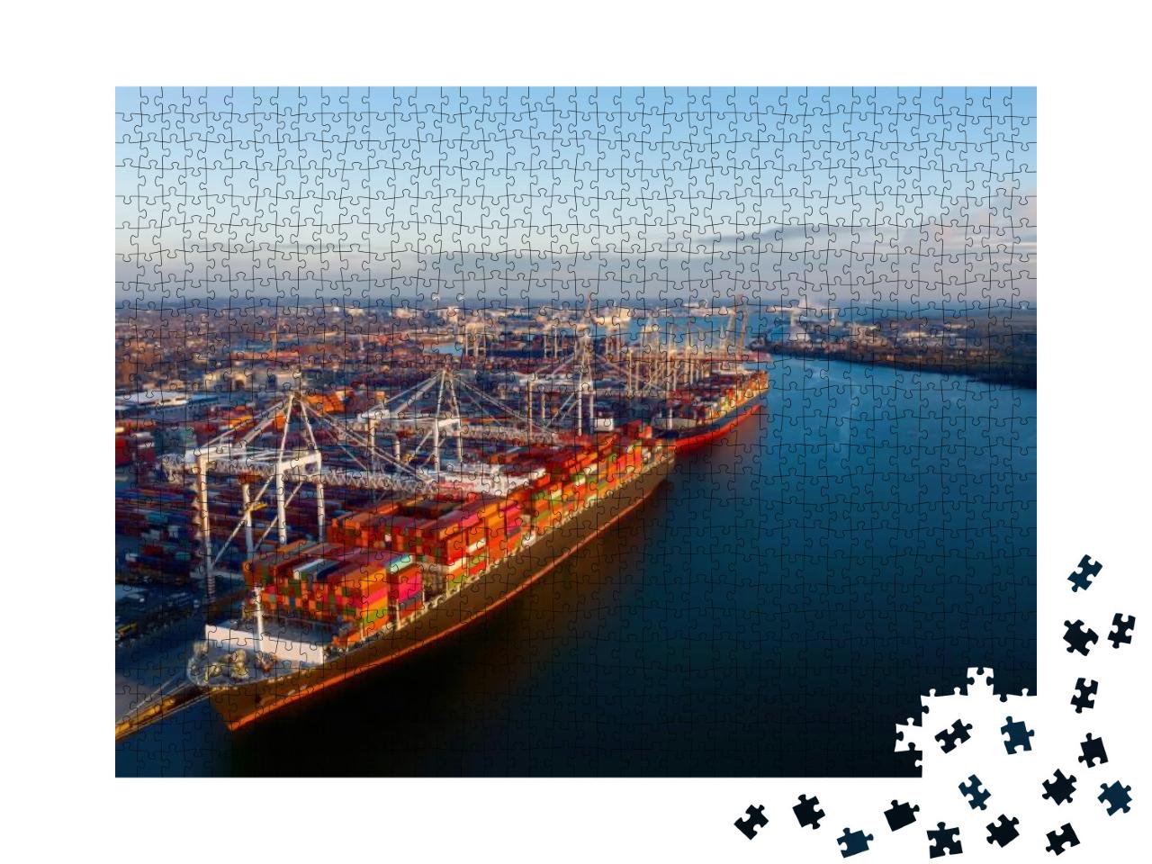 Aerial View of Colorful Containers on Cargo Ships At the... Jigsaw Puzzle with 1000 pieces