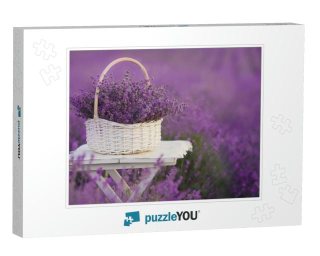 Basket with Lavender in the Field... Jigsaw Puzzle