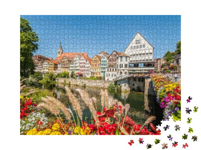 Tuebingen, Old City View by the Riverfront Neckar. Tuebin... Jigsaw Puzzle with 1000 pieces
