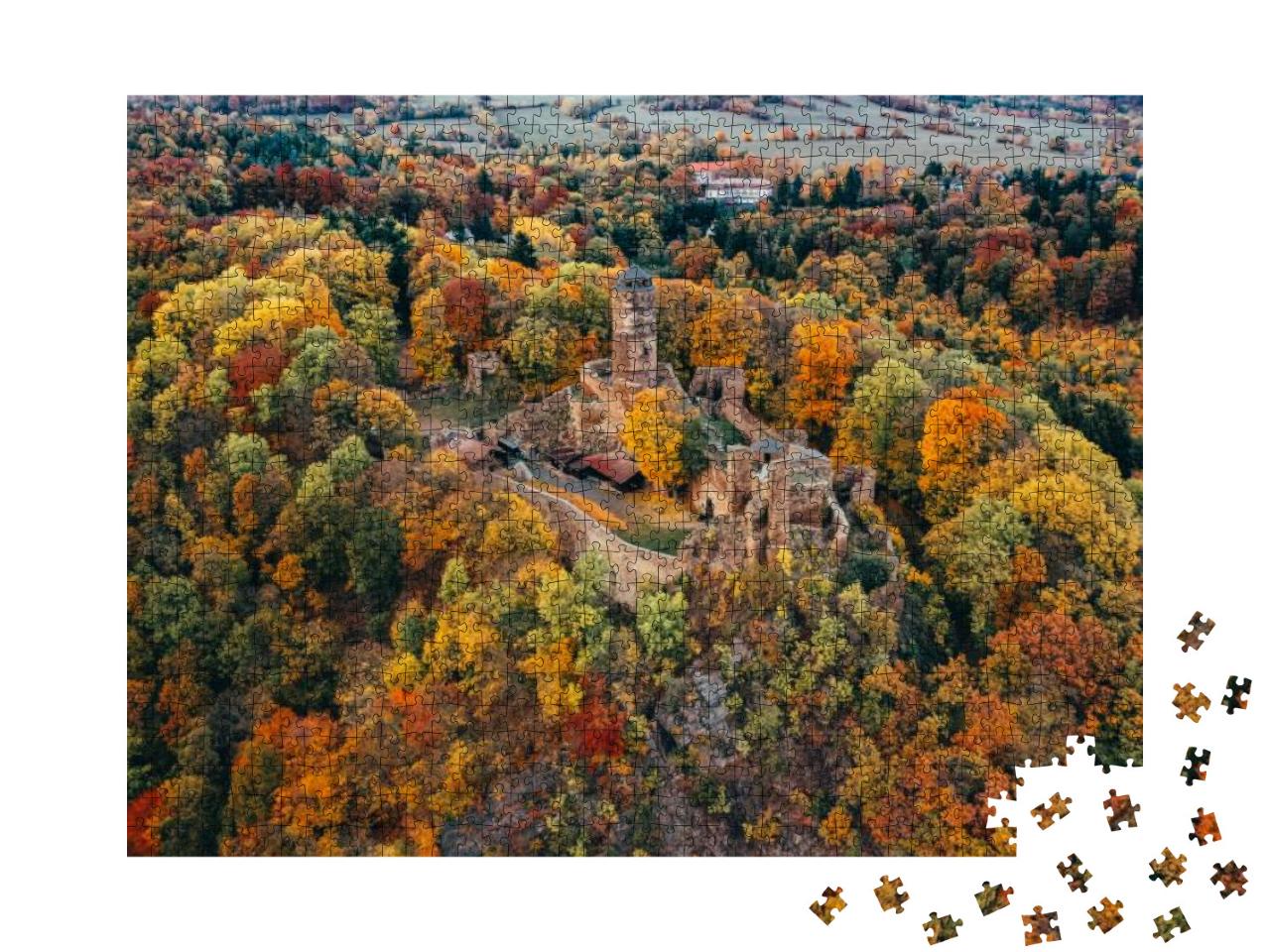 Medieval Castle Hasistejn Near the Village Place in the O... Jigsaw Puzzle with 1000 pieces