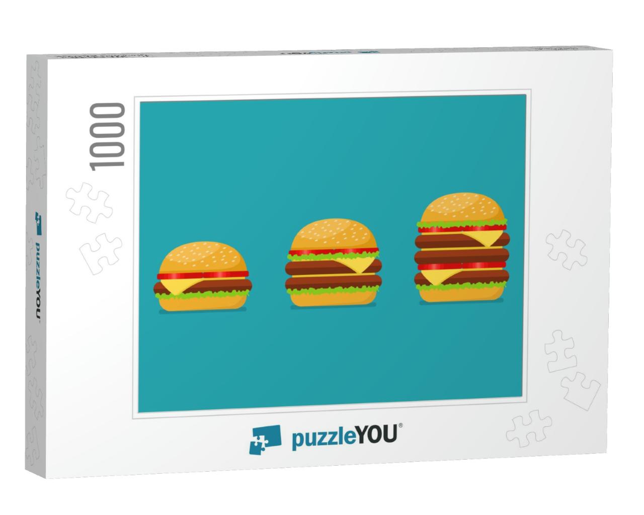 Three Hamburgers Set. from Simple Hamburger to Double & T... Jigsaw Puzzle with 1000 pieces