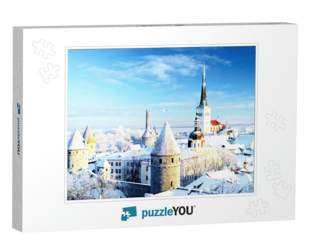 Tallinn City. Estonia. Snow on Trees in Winter, Panorama... Jigsaw Puzzle