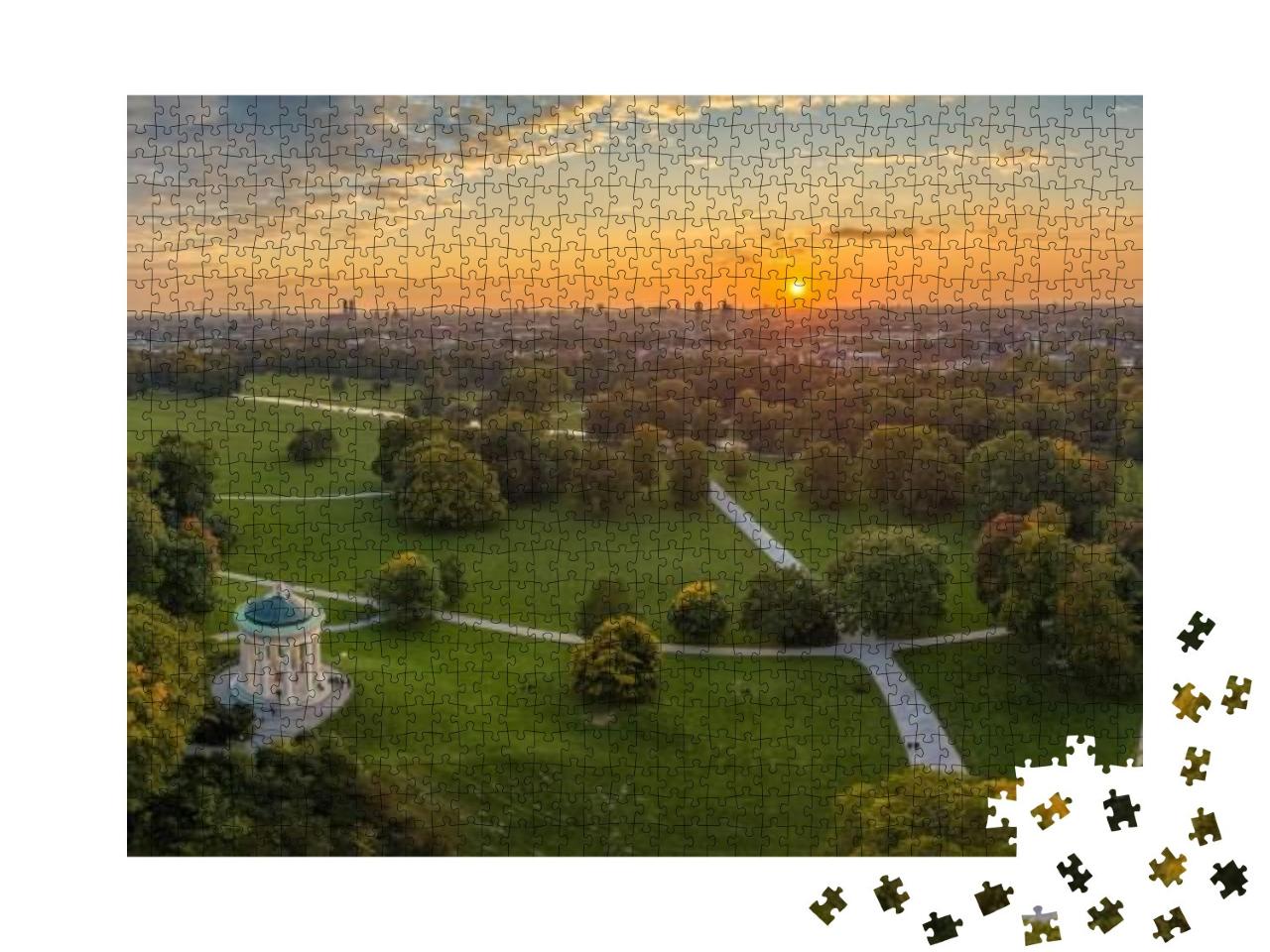 Aerial View At the Early Sunrise in the Englischer Garden... Jigsaw Puzzle with 1000 pieces