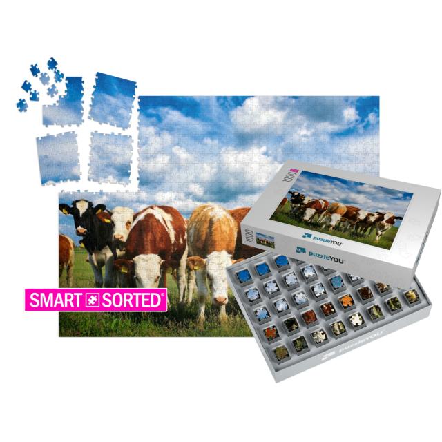 Cows on a Green Summer Meadow... | SMART SORTED® | Jigsaw Puzzle with 1000 pieces