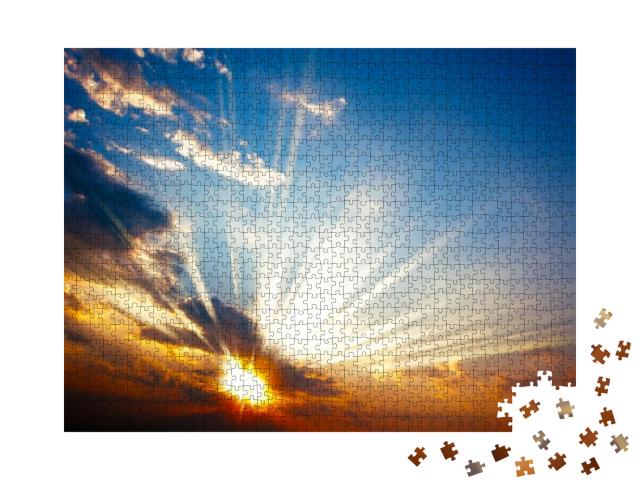 Sunset with Sun Rays... Jigsaw Puzzle with 1000 pieces