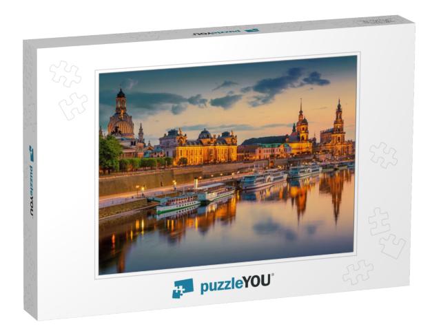 Beautiful Dresden City Skyline At Elbe River & Augustus B... Jigsaw Puzzle