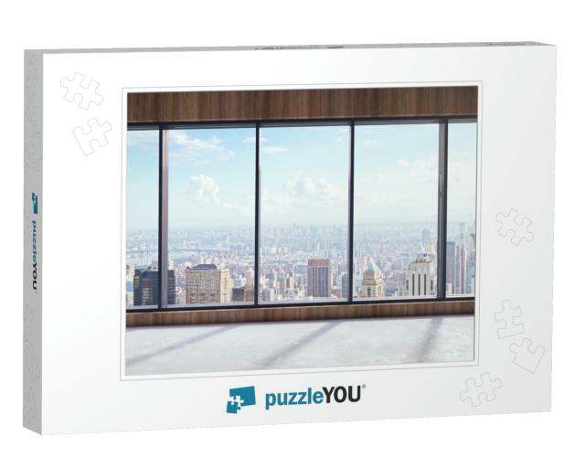 Modern Empty Office Interior with Panoramic City View & S... Jigsaw Puzzle