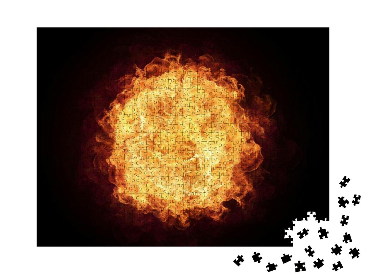 Fire Ball with Free Space for Text. Isolated on Black Bac... Jigsaw Puzzle with 1000 pieces