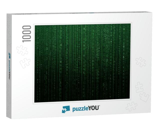 Abstract Digital Background with Binary Code. Hackers, Da... Jigsaw Puzzle with 1000 pieces