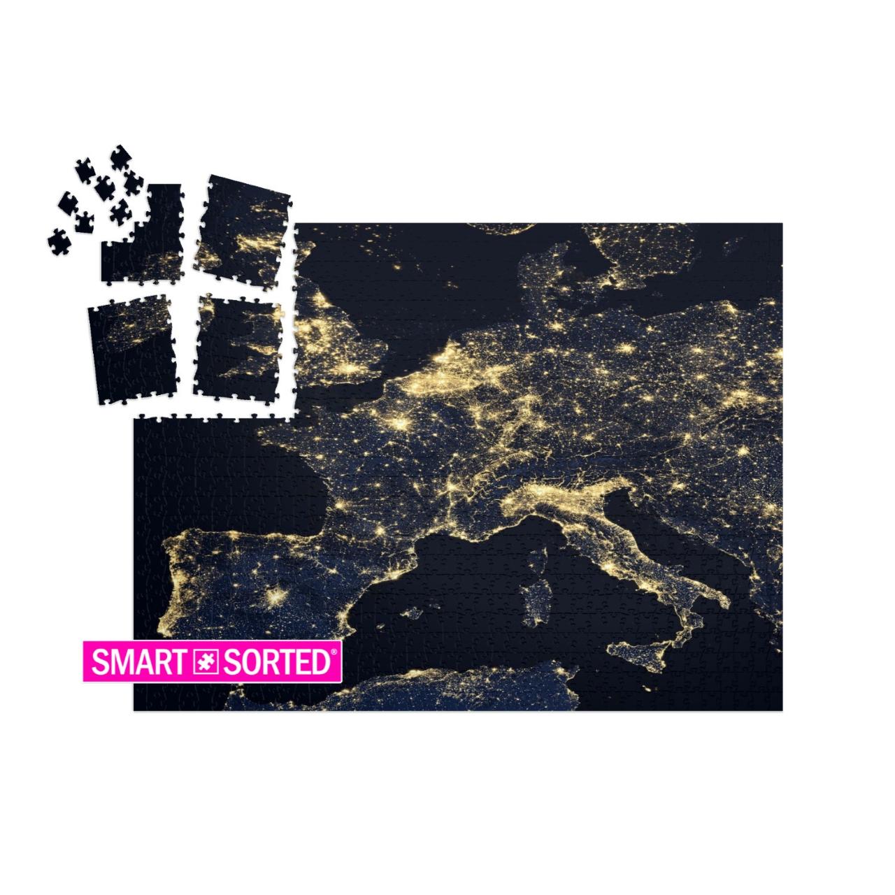 City Lights on World Map. Europe. Elements of This Image... | SMART SORTED® | Jigsaw Puzzle with 1000 pieces