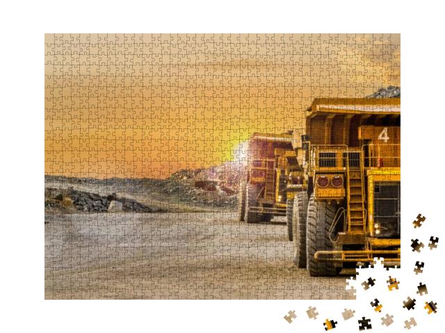 Large Yellow Dump Trucks Transporting Platinum Ore for Pr... Jigsaw Puzzle with 1000 pieces
