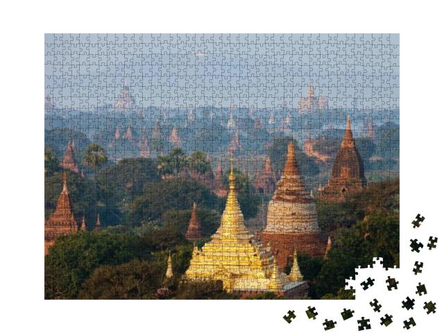 Orange Mystical Sunrise Landscape View with Silhouettes o... Jigsaw Puzzle with 1000 pieces