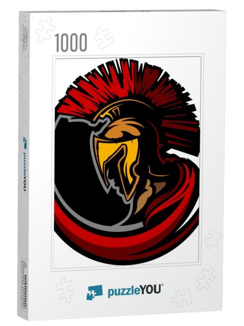 Graphic Trojan or Spartan Vector Mascot with Headdress... Jigsaw Puzzle with 1000 pieces
