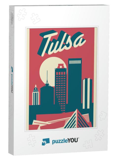 Tulsa Oklahoma USA Skyline Postcard... Jigsaw Puzzle