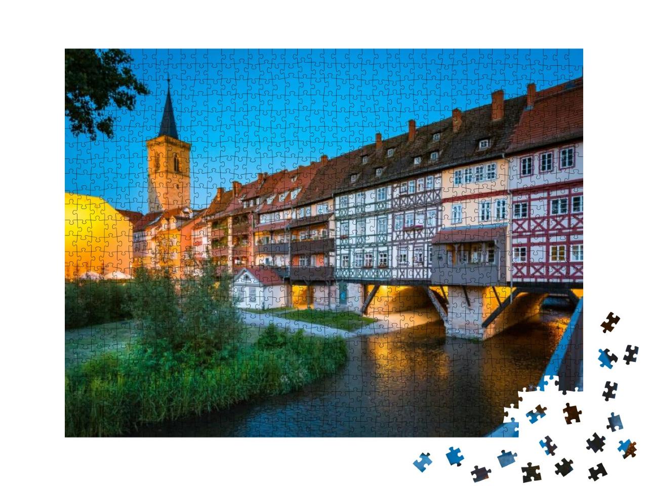Classic Panoramic View of the Historic City Center of Erf... Jigsaw Puzzle with 1000 pieces