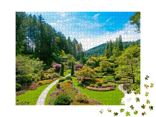 Lawn & Flower Beds in the Spring with Lush Colors, Victor... Jigsaw Puzzle with 1000 pieces