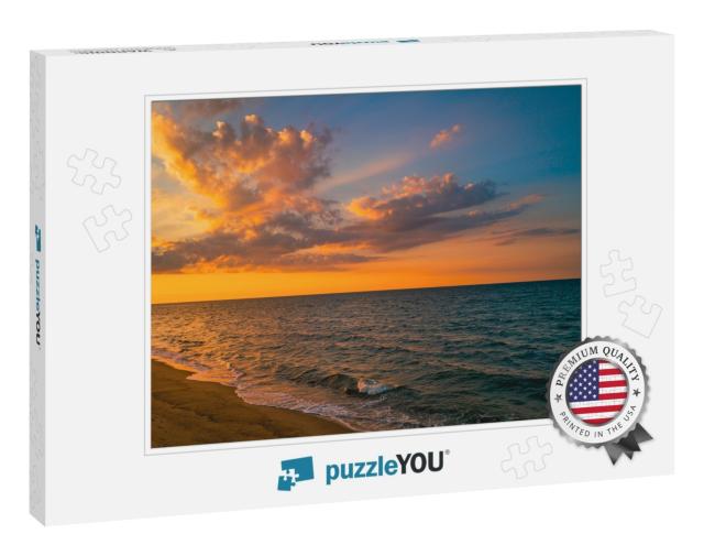 Dramatic Beautiful Cloudscape At Sunrise Over the South C... Jigsaw Puzzle