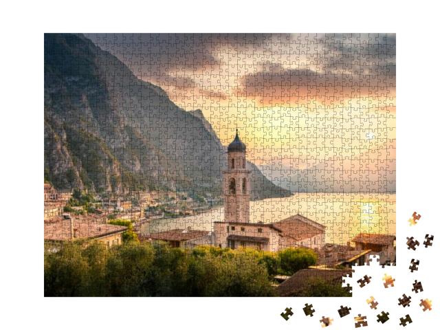 Limone Sul Garda Village At Sunrise, Garda Lake, Brescia... Jigsaw Puzzle with 1000 pieces